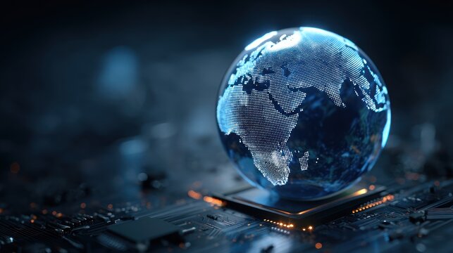 Digital globe on electronic circuitry