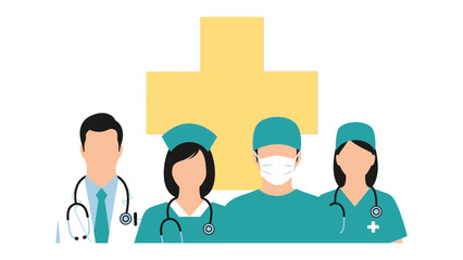 Medical Professionals in Uniform: A dedicated team of medical professionals stands united, exuding confidence and compassion. © azizunnahar