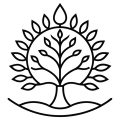 Obraz premium Set of Tree Vector Illustrations: Flat Design, Geometric, Spiritual, and Abstract Nature Concepts for Graphic Design.