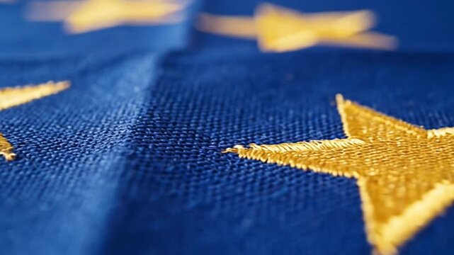 European Union Flag Close-Up, global unity concept