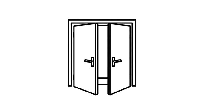 Outline double door open inside icon vector for web design