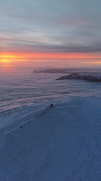 Sonnenuntergang Heukuppe - Rax - Hochsteiermark - &Ouml;sterreich - Winter - Hochnebel - Nebelmeer - Alpen