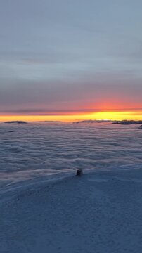 Sonnenuntergang Heukuppe - Rax - Hochsteiermark - &Ouml;sterreich - Winter - Hochnebel - Nebelmeer - Alpen