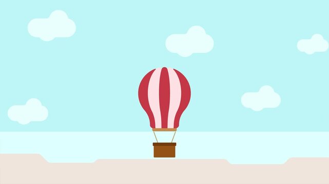 air balloon ascends into the sky, animation motion graphics
