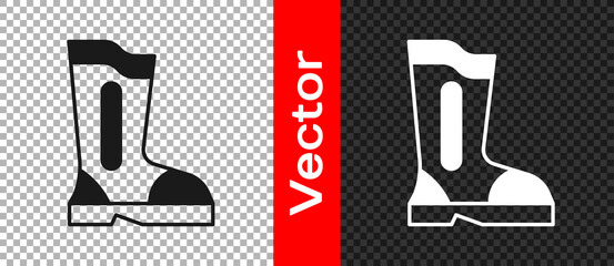 Black Fire boots icon isolated on transparent background. Vector