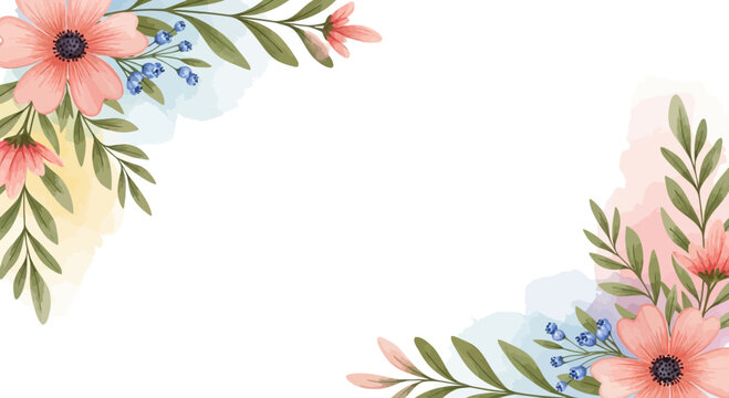 Floral Corner Border with Pink Flowers.