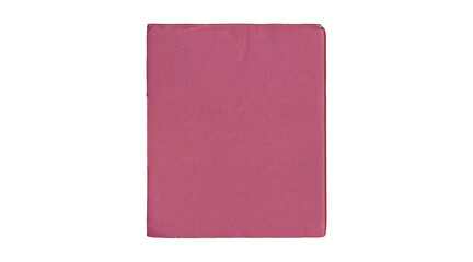 Vintage pink cardboard box side panel vertical view on white background
