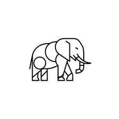 Fototapeta premium A minimalist black and white line art illustration of an elephant walking.