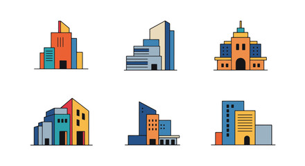 Fototapeta premium Minimal Architecture line art color