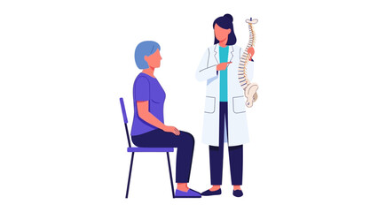 Fototapeta premium The Spine Check: A doctor is explaining a spine of a human body to the patient during a medical checkup, with a focus on treatment