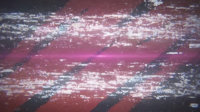 Digital Glitch: Capturing the chaotic and unpredictable nature of digital distortion, with flickering static, horizontal lines, and streaks of color.