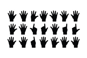 Fototapeta premium Hand silhouette icons set for communication and expression purposes