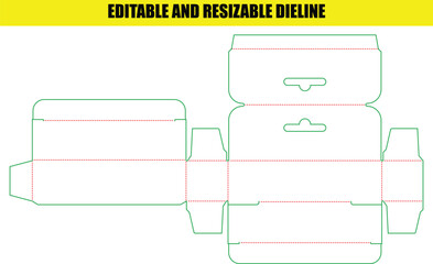 Folding Box Packaging Die Line with Customizable Dimensions (Vector)