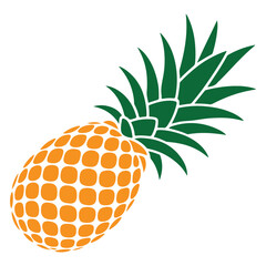 Obraz premium Juicy ripe pineapple fruit with green spiky leaves and textured orange skin a tropical delicacy exotic food and healthy snack for summer refreshment