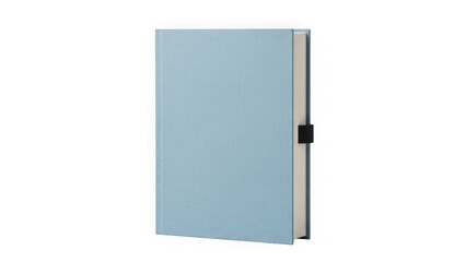 Blue textured notebook with elastic closure isolated on transparent background isolated on transparent background