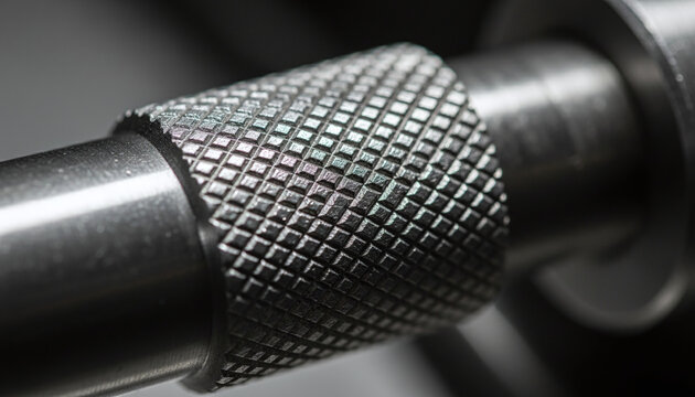 Diamond knurling pattern texture on stainless steel metal grip