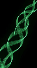 Abstract light green stream on black background, creating a dynamic movement, representing energy, flow, and modern aesthetics, perfect for technology concepts
