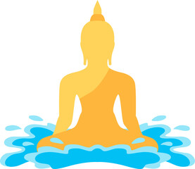 Flat Design Buddha Statue Meditating. Songkran Illustration