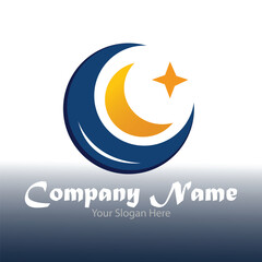 Obraz premium full moon and half moon logo, using logo vector icon concept design and symbol illustration 