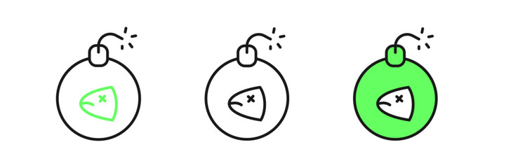 Set line Bomb ready to explode icon isolated on white background. Vector © Iryna