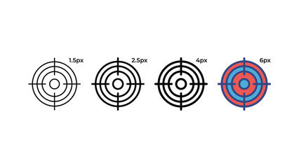 Target Practice Bullseye Aiming Marks with Various Line Thicknesses © Itbar
