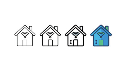 Fototapeta premium Smart Home Icons with WiFi Signal