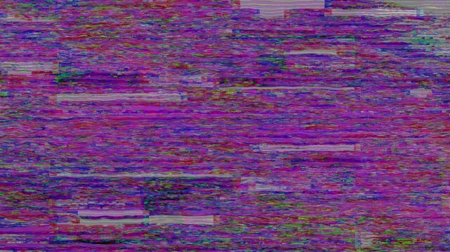 Fading Failure Glitch Transition, Abstract glitch sequence of purple frames fading to black creates moody digital atmosphere ideal for end credits