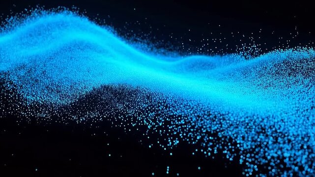 Blue particle wave on dark background