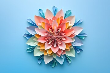 Fototapeta premium Modern paper craft mandala in soft tones high resolution picture