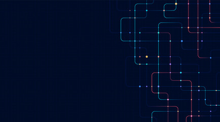Obraz premium Circuit connect lines and dots. Network technology and Connection concept. Decentralized network nodes connections