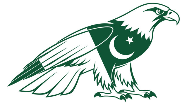 Pakistani Flag Inspired Falcon Flat Vector Illustration