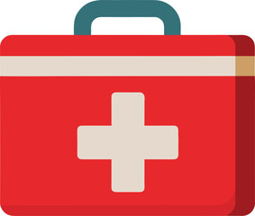 Obraz premium Red first aid kit medical emergency illustration