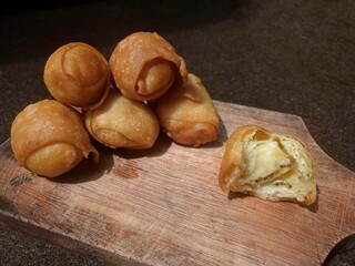 "Molen" A popular snack in Indonesia made from bananas coated in thin flour dough.