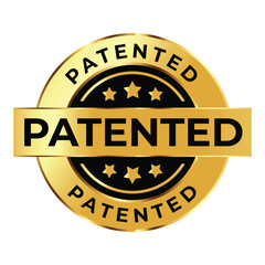 Fototapeta premium Gold Patented Seal Icon – Official Patent Protection Approval Badge