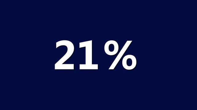 Percentage Twenty One Percent Sign White Text on Dark Blue Background 21 percent percentage sign