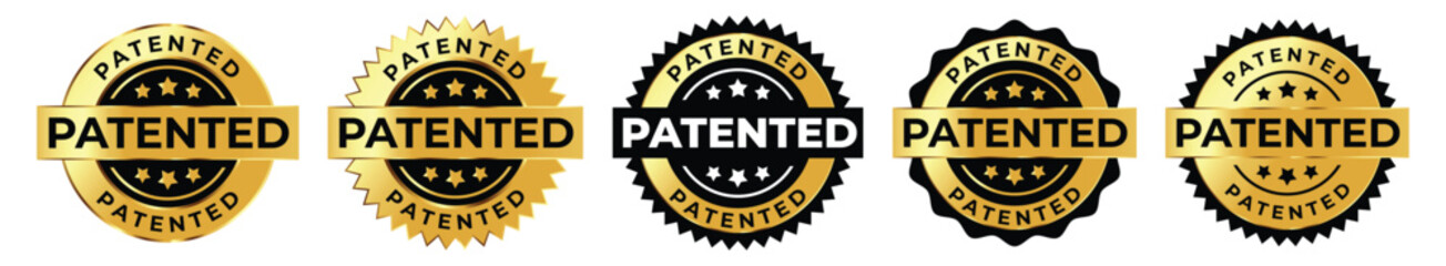 Gold and Black Patented Badge Set &ndash; Premium Patent Approval Seal Collection