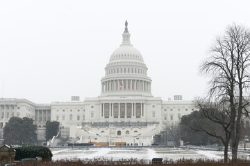 US Capitol Building in snow - Washington DC, United States