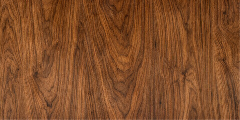 Naklejka premium A dark brown oak timber board showcases a natural grain pattern and textured hardwood surface, creating a rustic wooden panel background ideal for nature-inspired furniture or floor design