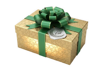 Elegant gift box wrapped with a decorative green ribbon and bow