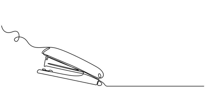 stapler pin animation continuous one line drawing, Animated self drawing of continuous one line draw of Stapler,  illustration concept, Full length single line 4k animation video, Stapler. Staple pro.