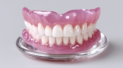 Obraz premium 3D printed full arch dental prosthesis model on a white background