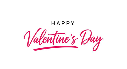 Fototapeta premium Happy valentines day handwritten script typography in pink color on white background