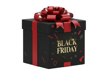 Elegant red gift box wrapped with black ribbon and bow for special occasions