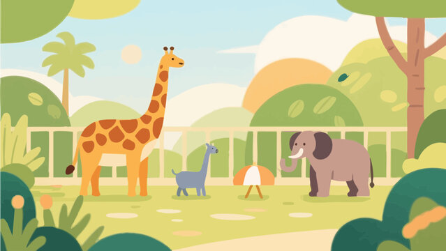 Simple illustration inspired by a zoo. Jungle