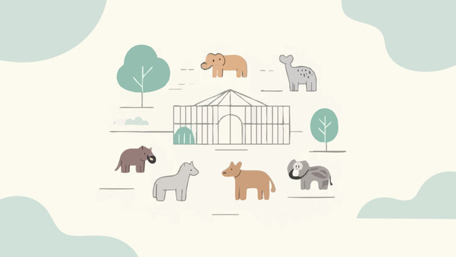 Simple illustration inspired by a zoo. Jungle