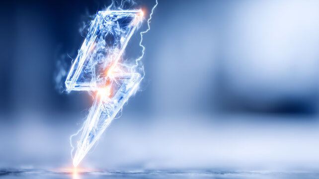 Electric lightning bolt symbol representing power grid resilience and clean energy transition.

