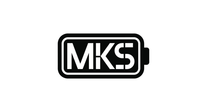 Black and white mks logo inside a battery symbol bold silhouette