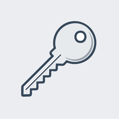 A stylized illustration of a key on a plain background
