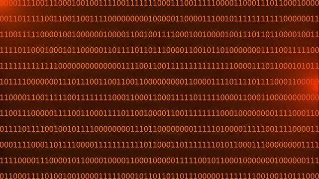 Digital binary data on computer screen loopable background. Binary code streaming animation. 