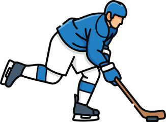 Obraz premium Hockey Player in Action: Modern Flat Illustration 